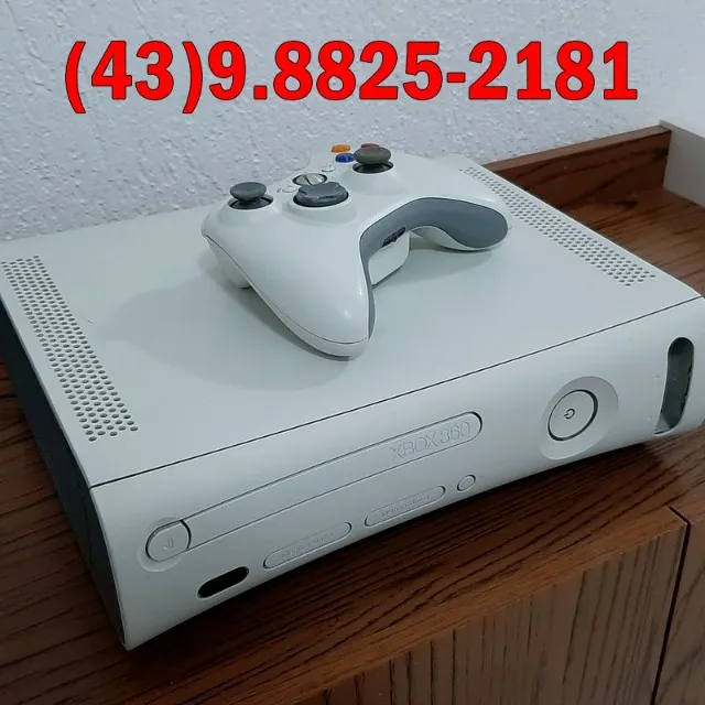 Xbox 360 Branco Usado Arcade Desbloqueado Com Controle E Fonte