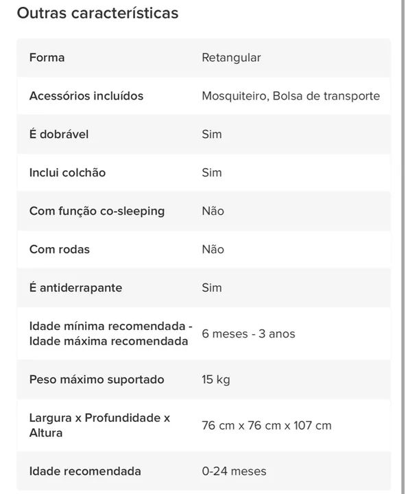 Berço Portátil Infantil com Mosquiteiro - Novo - Foto 2