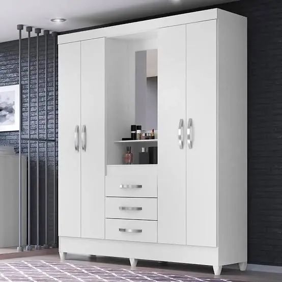 Guarda Roupa Casal 4 Portas Novo Branco