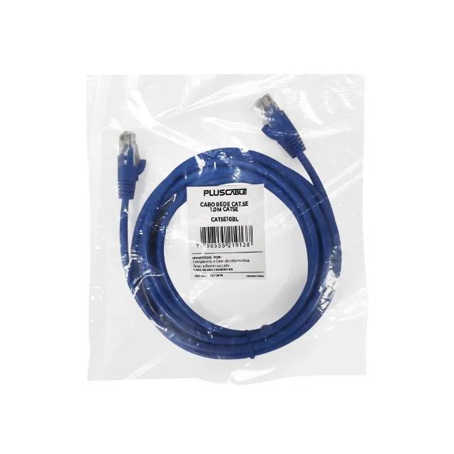 Cabo de Rede RJ-45 1M CAT5e PlusCable CAT5E10BL - WZetta - Foto 3