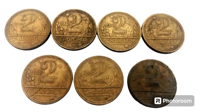 7 moedas de 2 cruzeiros bronze  várias datas - Foto 5