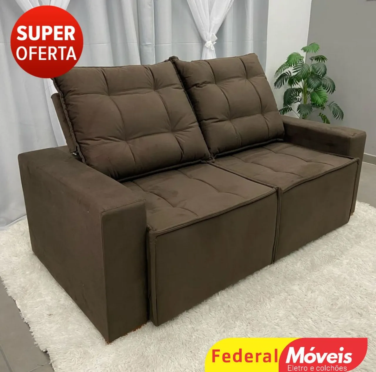 Sofá 1,90m Lindo Retrátil e Reclinável Veludo - Renove sua sala Conosco