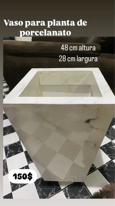 Vaso de planta em porcelanato 