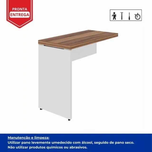 Mesa Auxiliar Simples 0,90x0,45m Nogal Sevilha/Branco Compacta Prática Modelo 34308 - Foto 5