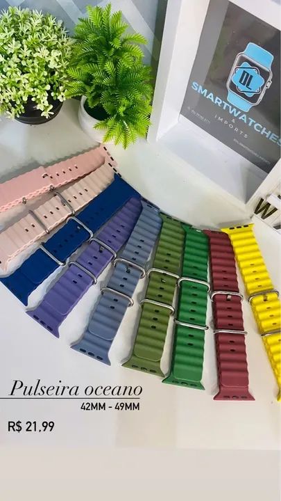 Pulseiras Oceano de Silicone Para Smartwatches 38mm-41mm e 42mm-49mm - Diversas Cores - Foto 3