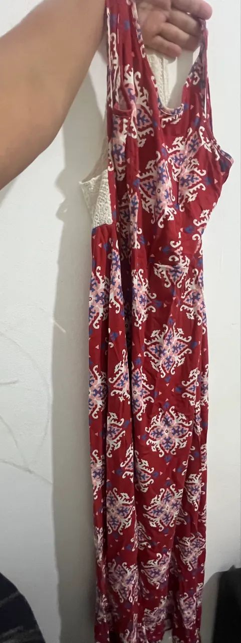 Vestido vermelho estampado longo  - Foto 5
