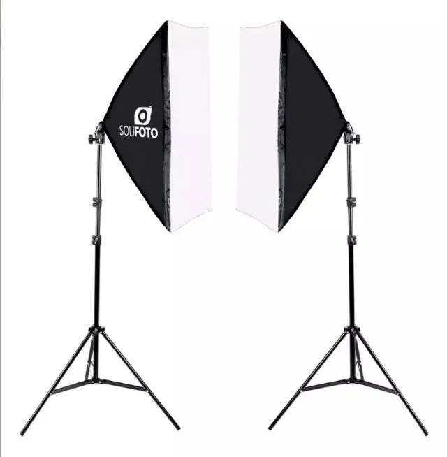 Kit De Luz Softbox Duplo Para Estúdio Fotográfico E Vídeo + 02 Lâmpadas - Foto 4
