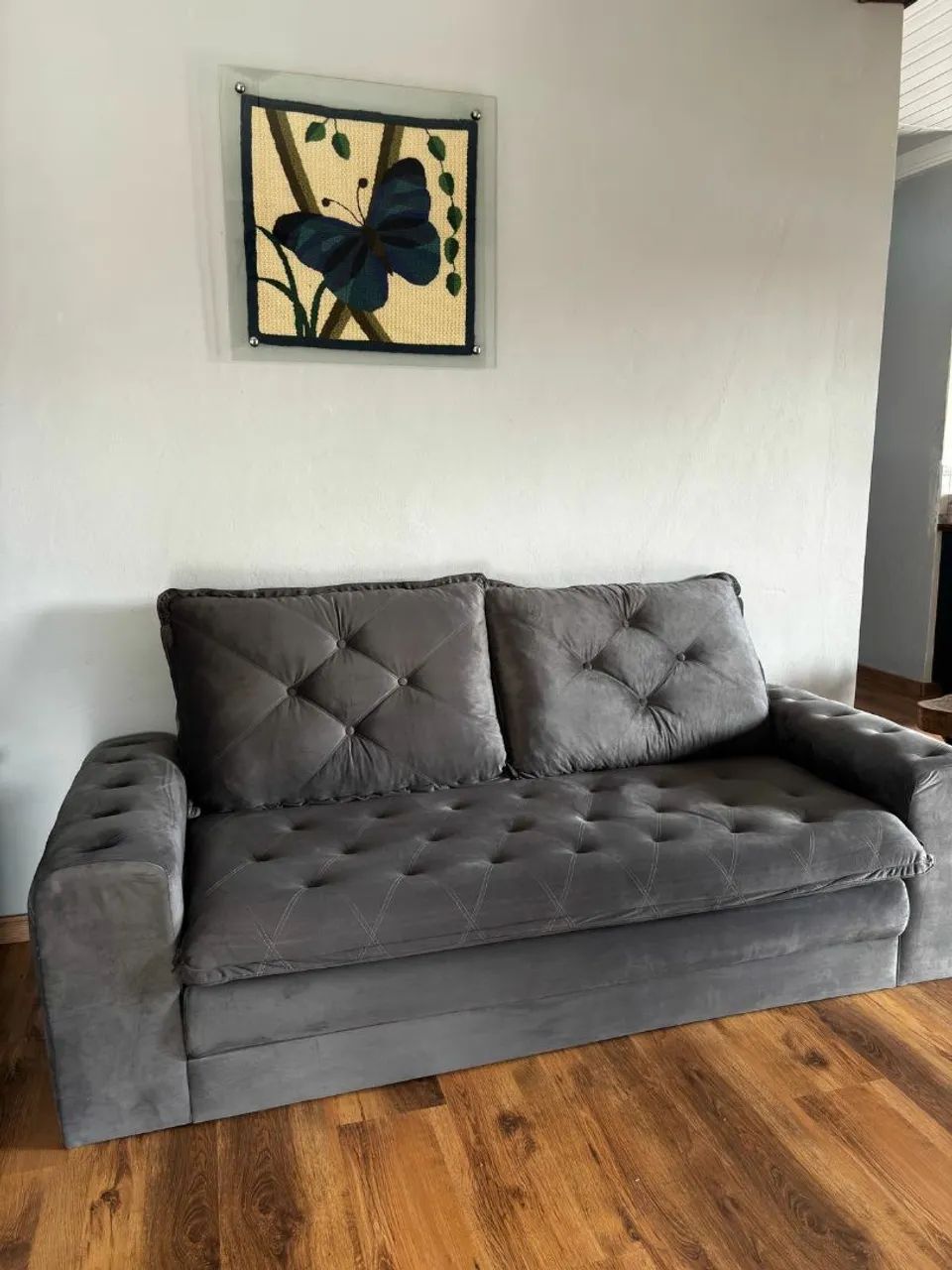 Sofá de 2 e 3 lugares cinza peça nova em estoque (pronta entrega)  - Foto 3