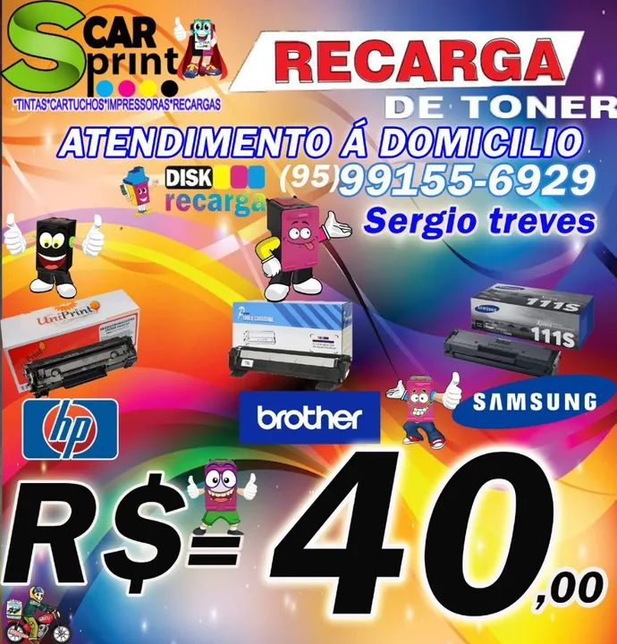 Recarregamos seu toner de impressoras em domicílio sem taxa 