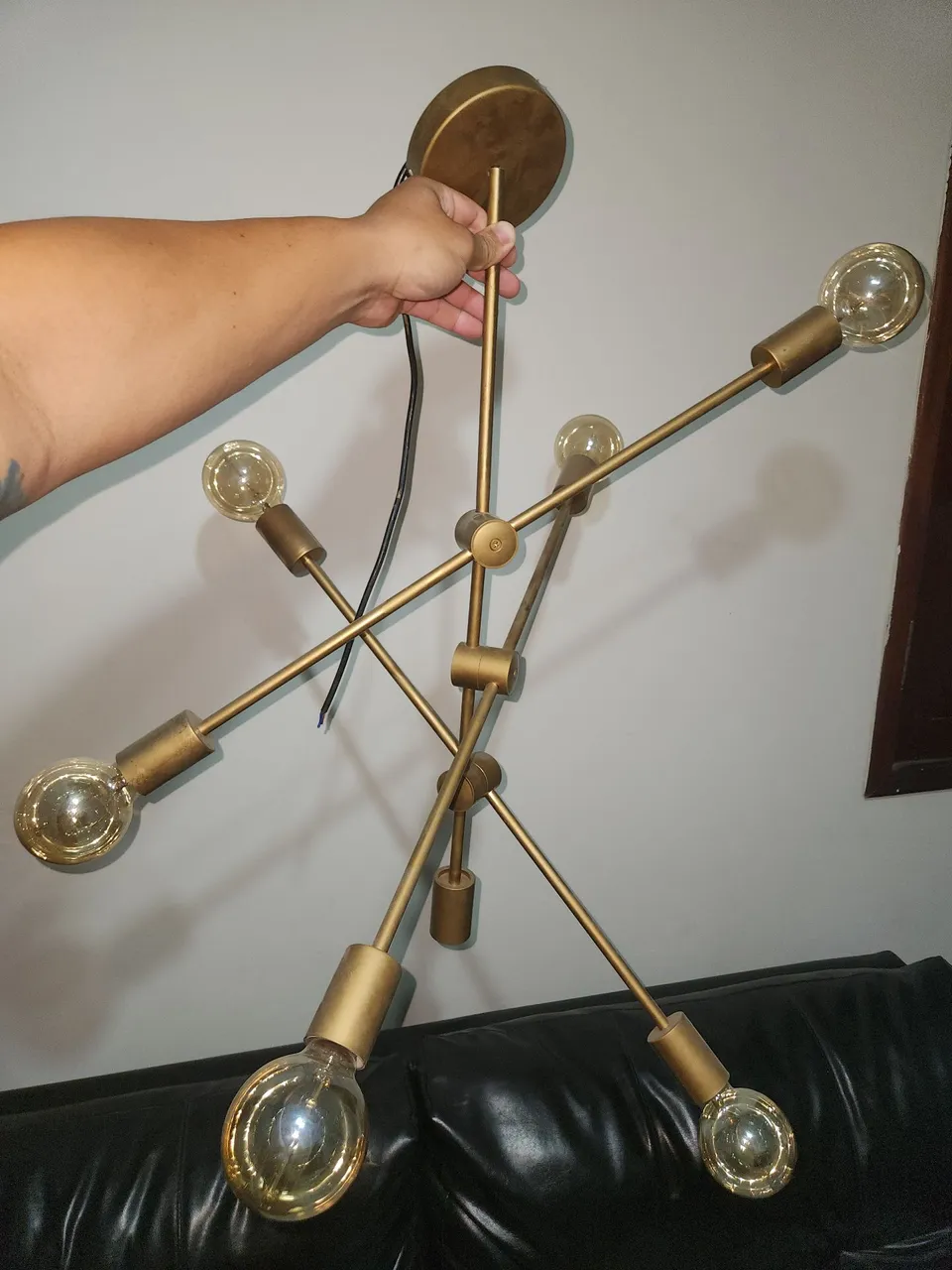 Lustre Moderno de 6 Lâmpadas Dourado
