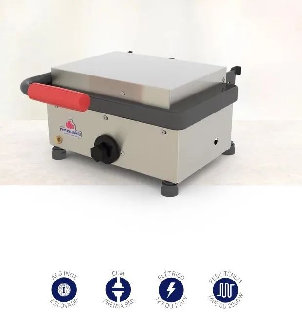 R1 Prensa elétrica com aquecimento inferior e superior 30cm Progás 