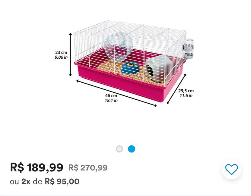 Gaiola para Hamster Rosa 46cm 