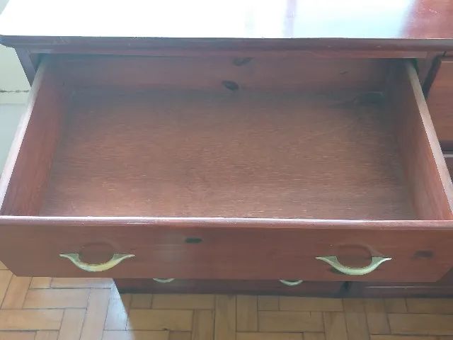 Cômoda de Madeira para Casal - 5 Gavetas + Armário c/ Porta (1,26m L) - Pronta Entrega - Foto 5