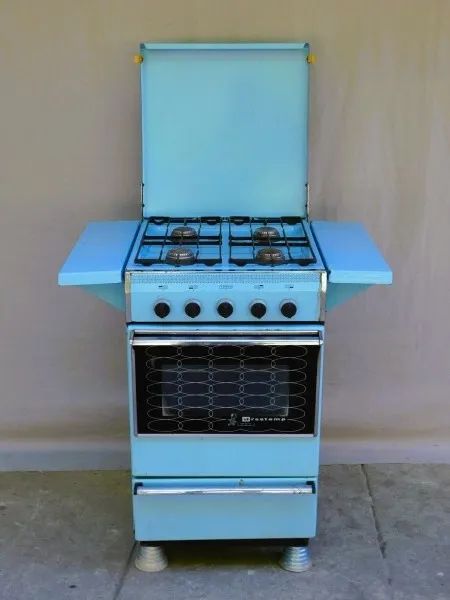 Antigo fogão Brastemp em ferro na cor azul turquesa anos 70 *Descrição - Foto 4