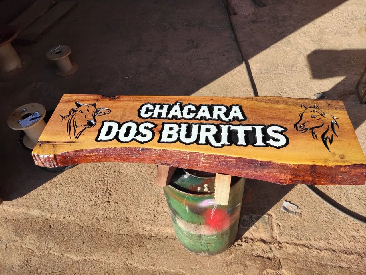 Placa de madeira  - Chácara, Rancho, Sítio, Fazenda