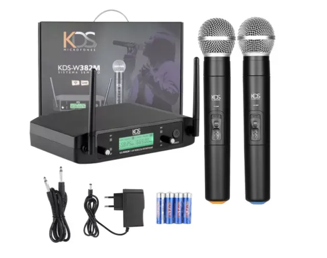 Microfone Duplo Sem Fio Uhf Kadosh K382m P/ Igreja Palestra Show