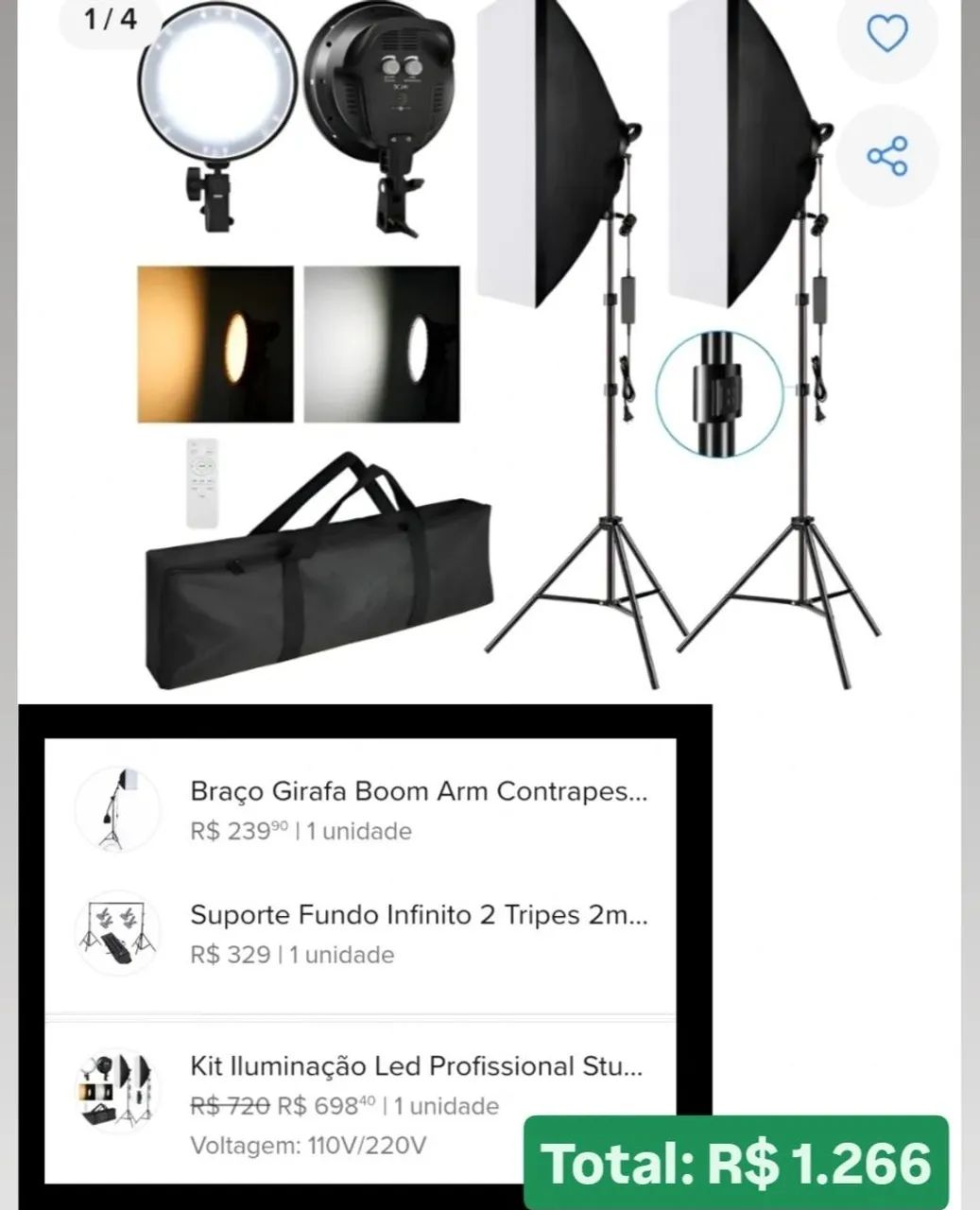 Kit completo Estúdio Fotografia portátil