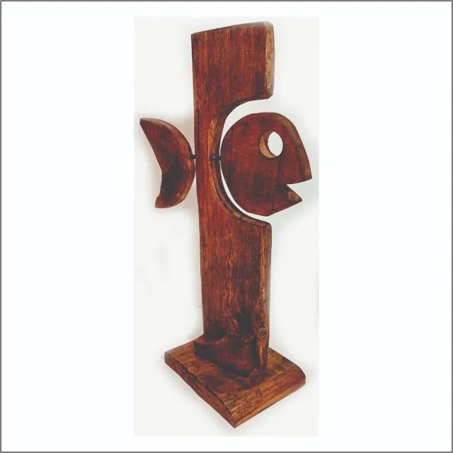 Peixe decorativo sustentável design único em madeira reciclada - Foto 3