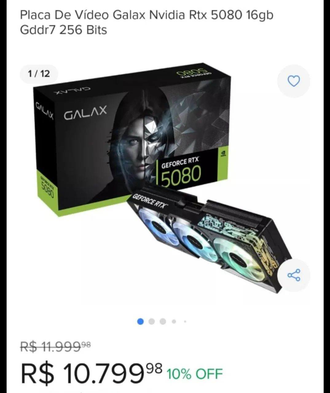 Placa de Vídeo Galax GeForce RTX 5080 16GB GDDR7