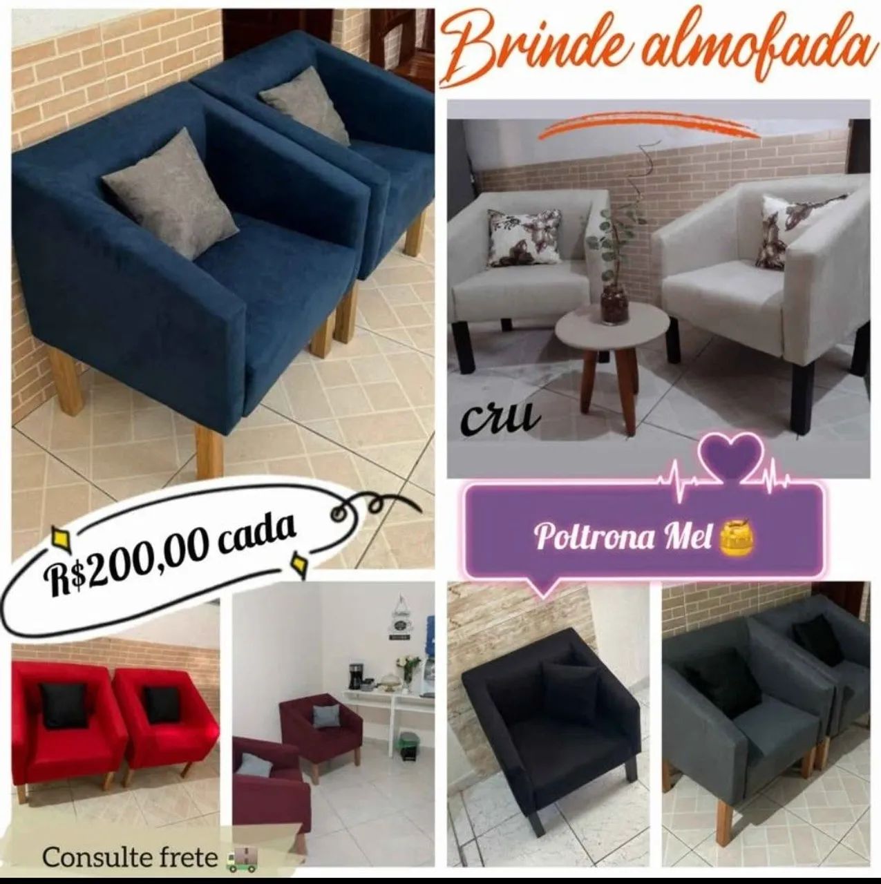 Poltrona Suede R$200,00 cada - Foto 5