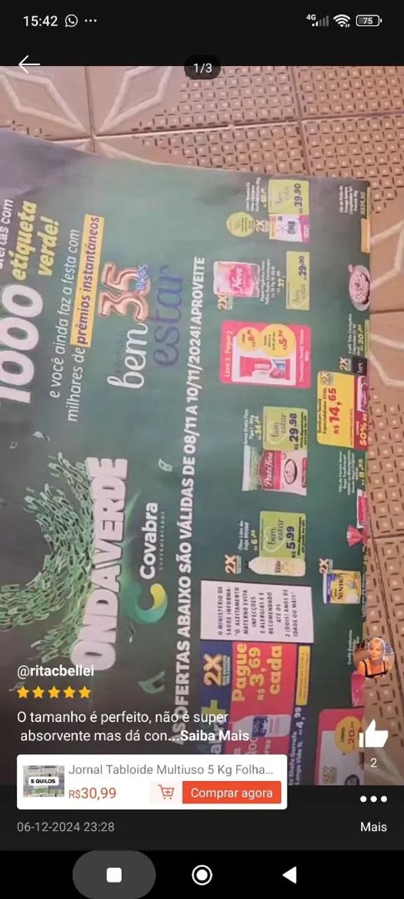 1KG (~100 folhas) Jornal para Pet , Frutas, Embalagens, Pintura, mudança. - Foto 5