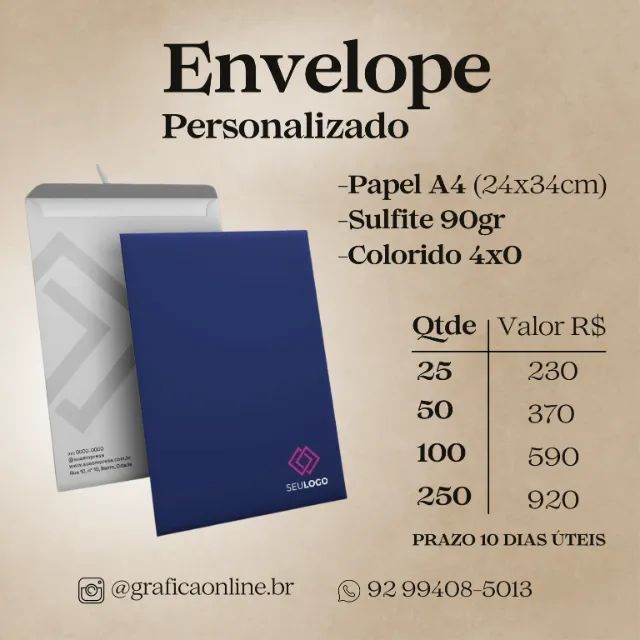 Envelope Personalizado para Papel A4
