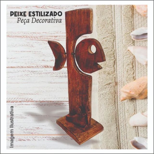 Peixe decorativo sustentável design único em madeira reciclada - Foto 5