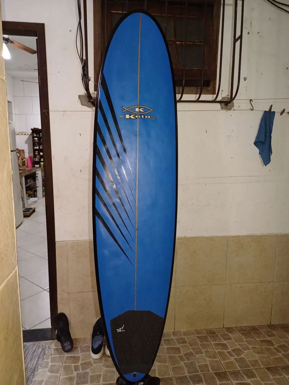Funboard Keto 7.5`pés x 55cm x 5cm com pintura irada e deck Guepro