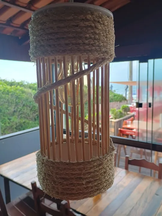 Luminária artesanato com sizal