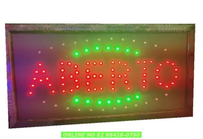 Placa Painel De Led Letreiro Luminoso Aberto comercial 