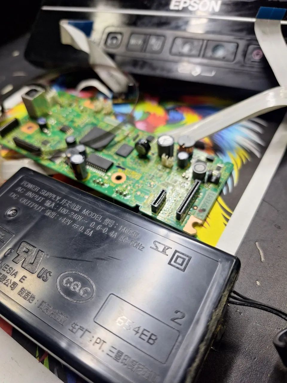 Placa lógica epson L375 incluso painel, flat, fonte, sensor e fita ecolder  - Foto 3