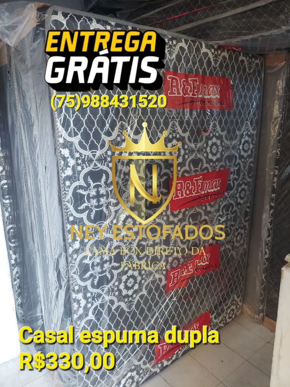 Colchão Casal Espuma Dupla - Entrega Grátis!