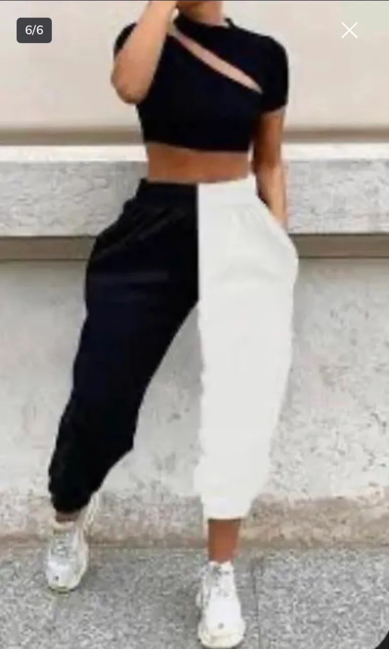 CALÇA BICOLOR FEMININO TAMANHO P - Foto 2