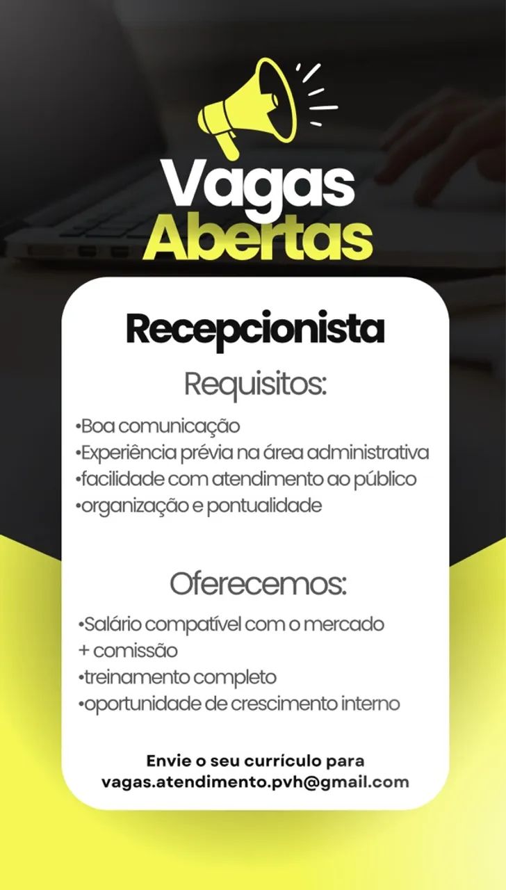 Vaga para recepção 