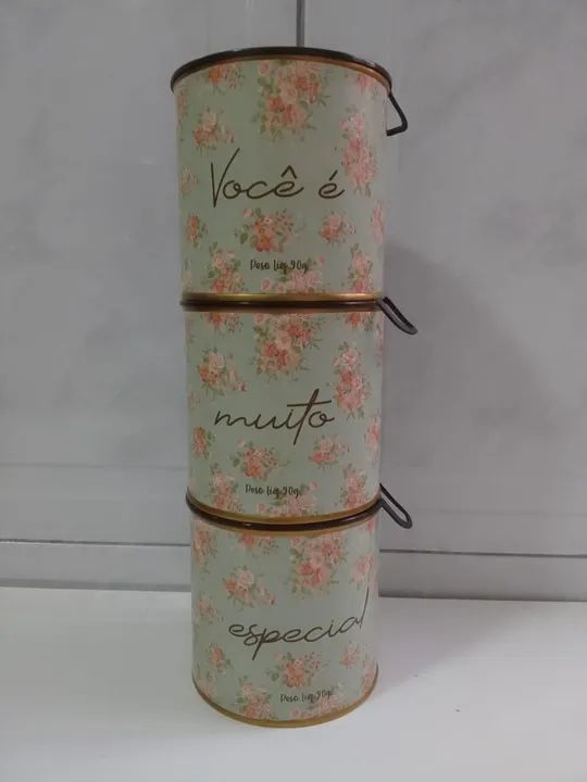 Potinhos Decorativos Vintage Jogo De 3 Beleza Encanto Para Sua Cozinha - Foto 3