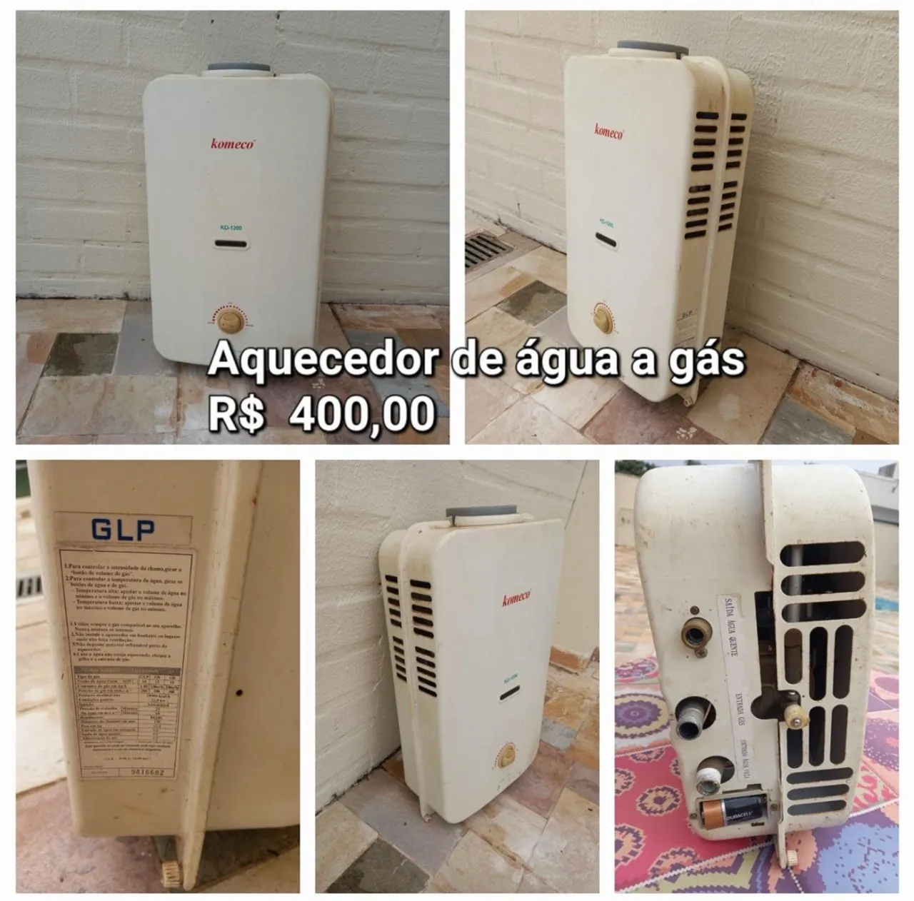Aquecedor de água a gás Komeco KO-1200