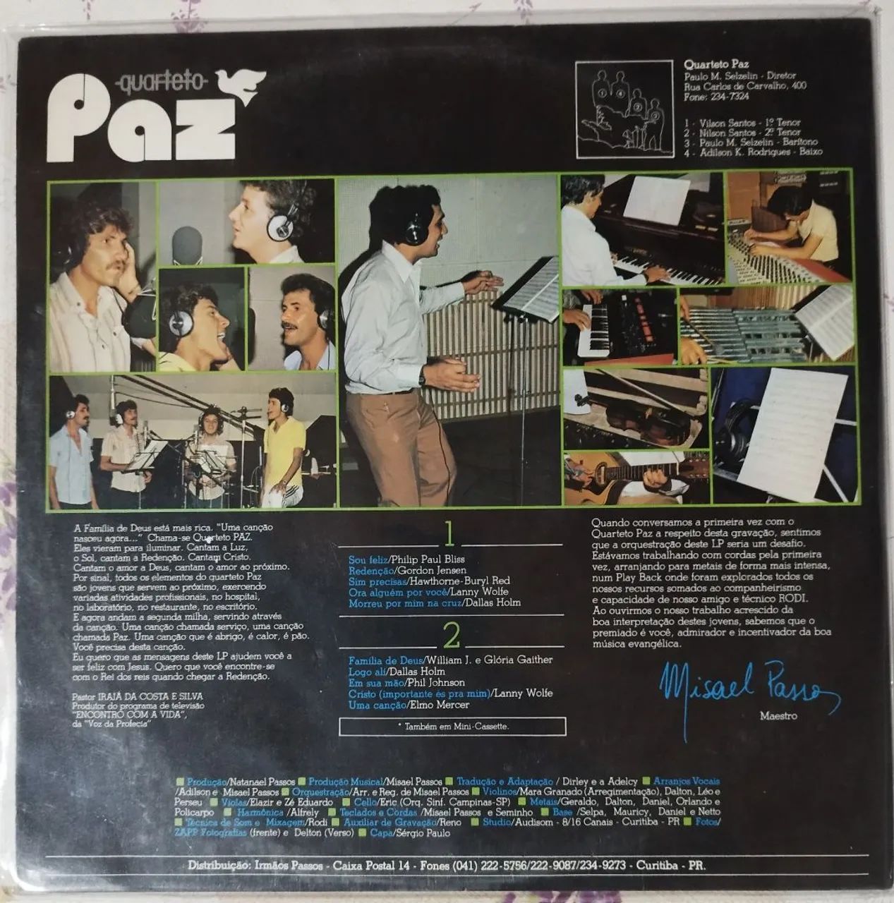 Disco de Vinil Quarteto Paz -  Orquestração Misael Passos - Foto 2
