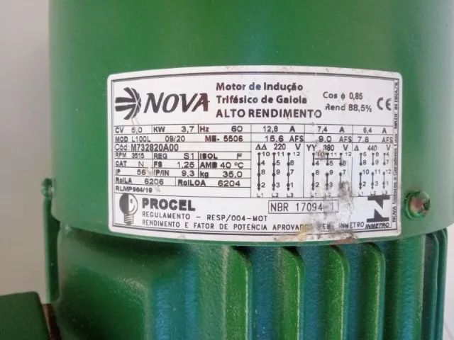 Motor Trifásico Nova 5Cv - 3515RPM (Pouco uso) - Foto 2