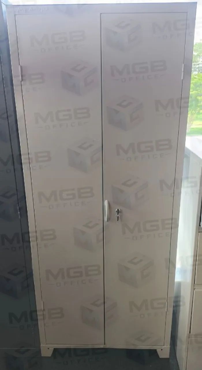 Armário de Aço com 2 Portas e 4 Prateleiras - 1,96X0,90X0,40cm - CH #26 - (BRANCO e CINZA) - Foto 2