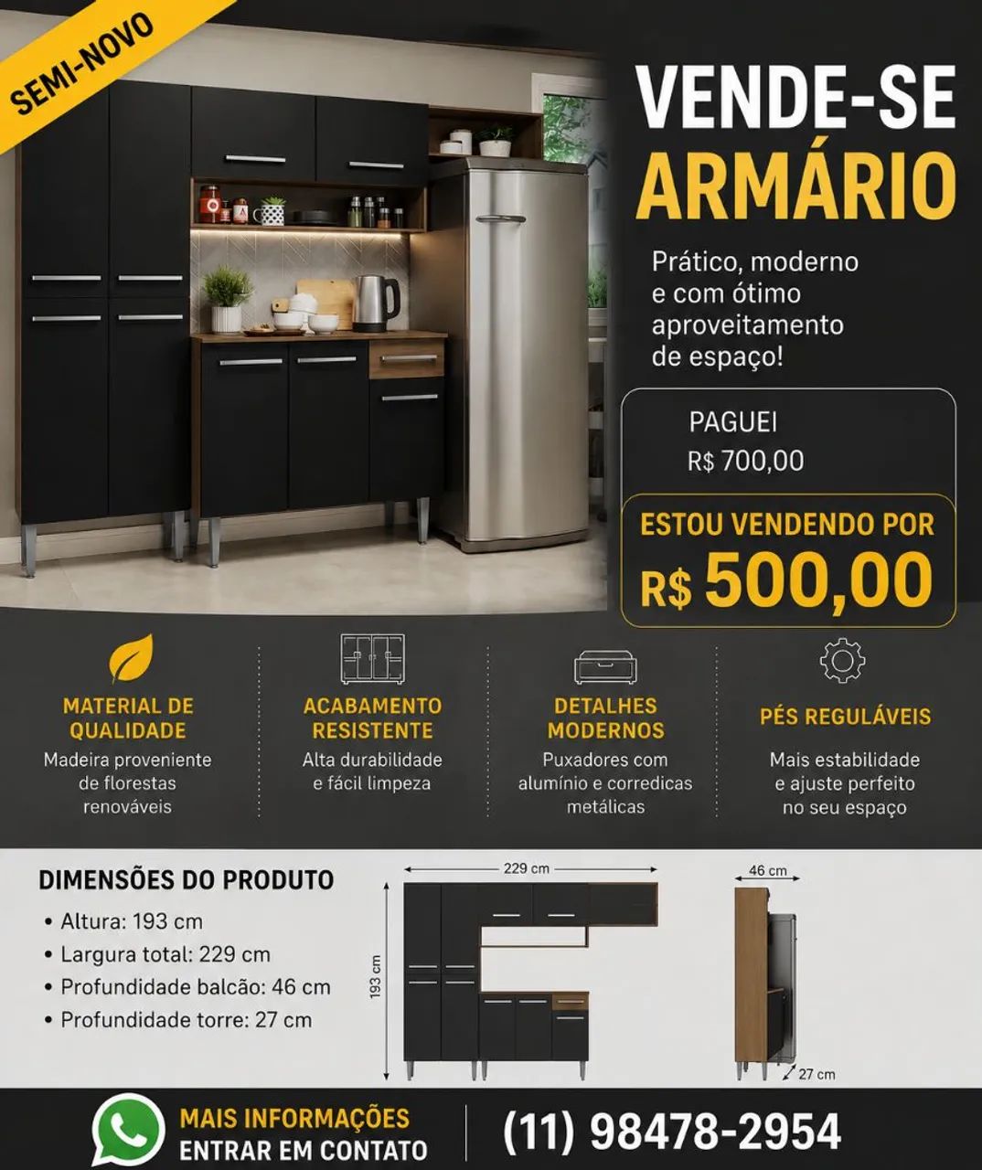 Armário semi-novo 