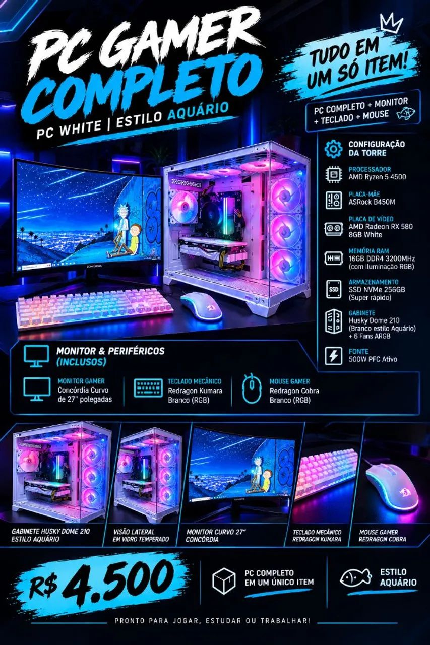 PC GAMER WHITE AQUÁRIO 
