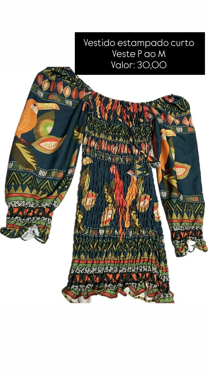 Vestido estampado curto 