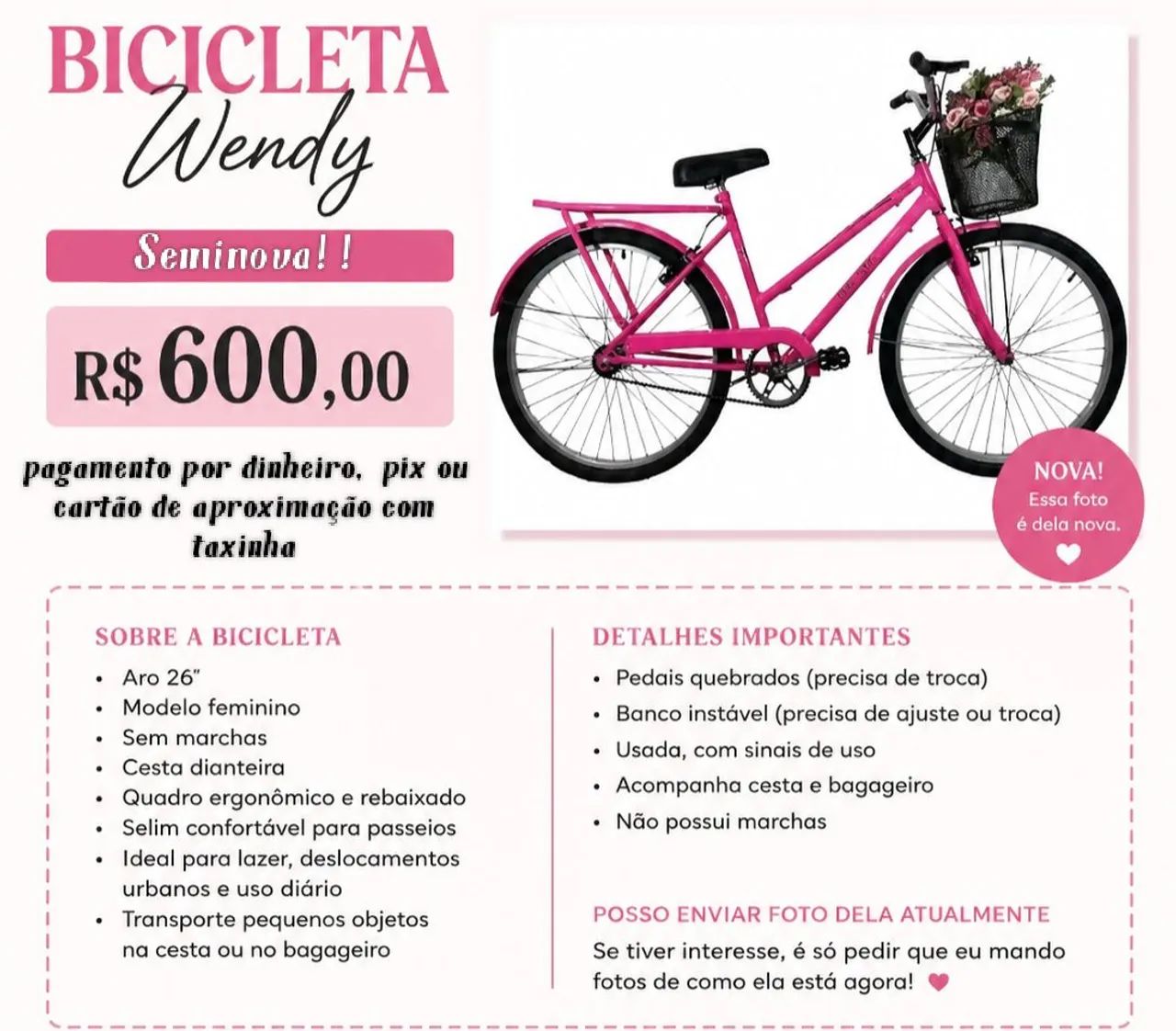 Bicicleta aro 26 feminina