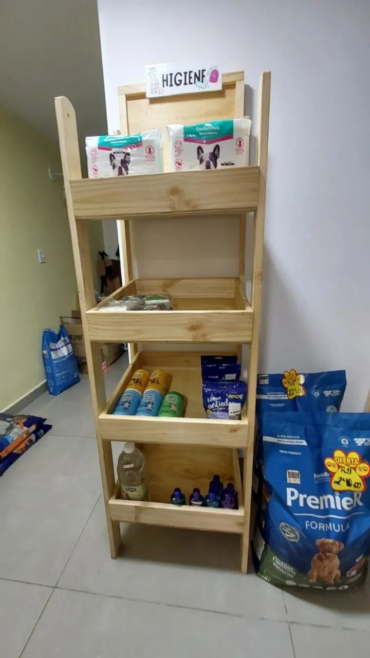 Prateleira 100% Pinus Para Loja Estilo Rústico 