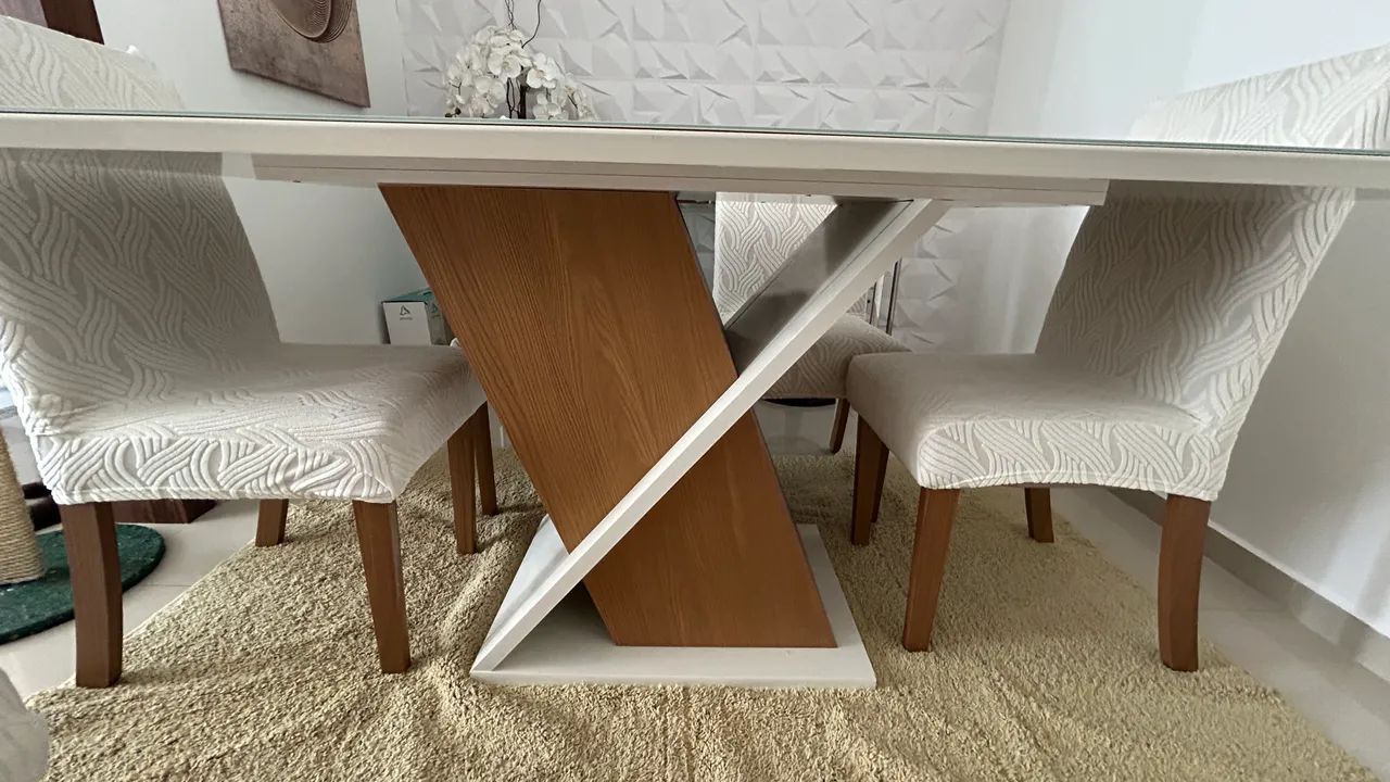 Mesa de jantar retangular 6 lugares com cadeiras - Foto 3