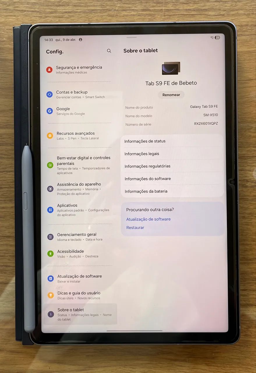 Tablet - Galaxy Tab S9 FE Cinza (SM-X510) - Foto 3