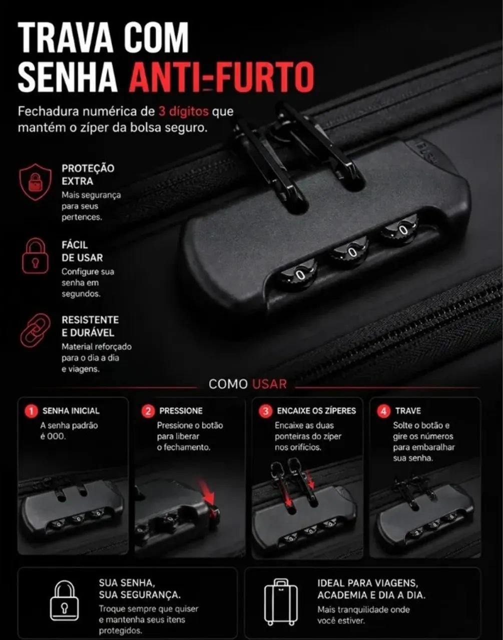 Mochila Transversal Antifurto Impermeável  - Foto 4