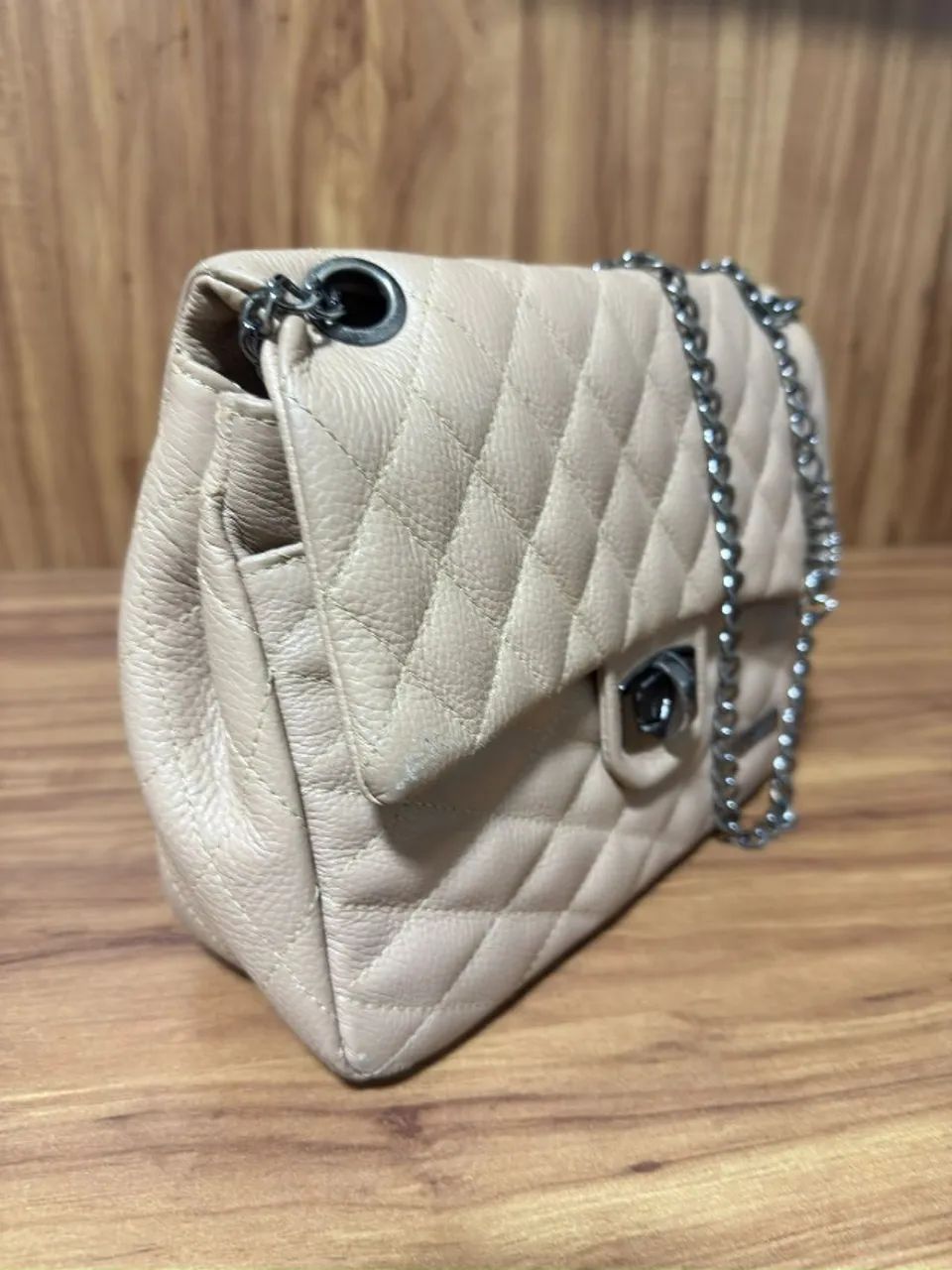 Bolsa em couro legítimo na cor nude - Foto 2