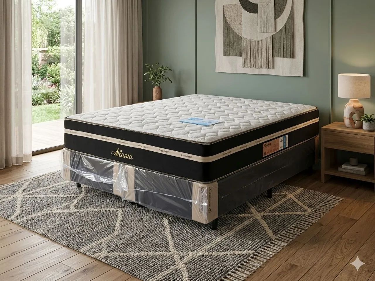 Cama Queen. Box e colchão 