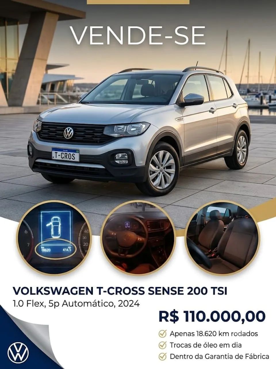 Volkswagen T-Cross SENSE 1.0 TSI FLEX 5P AUT. 2024